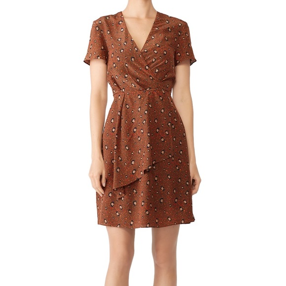 leopard print silk wrap dress